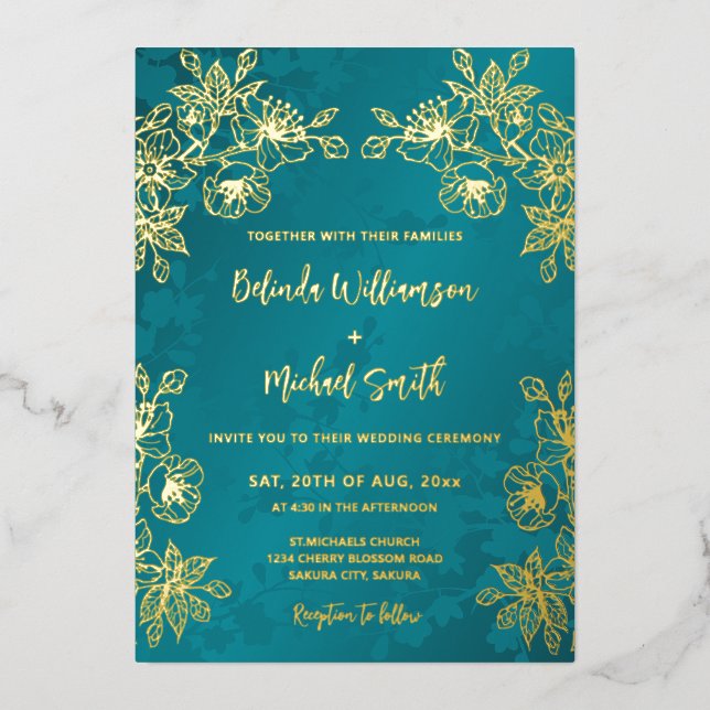 Gold Jewel Tone Floral Wedding (Front)