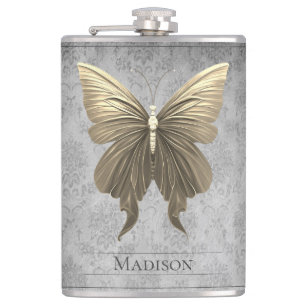 Gold Jewelled Butterfly Flask