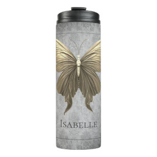 Gold Jewelled Butterfly Thermal Tumbler