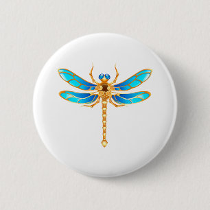 Gold jewellery dragonfly insect vip fun vector ima 6 cm round badge