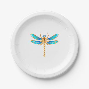 Gold jewellery dragonfly insect vip fun vector ima paper plate