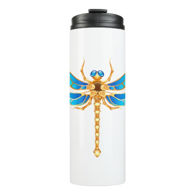 Gold jewellery dragonfly insect vip fun vector ima thermal tumbler (Front)