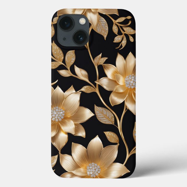 Gold Jewellery Flower Pattern Elegant Floral Desig Case-Mate iPhone Case (Back)