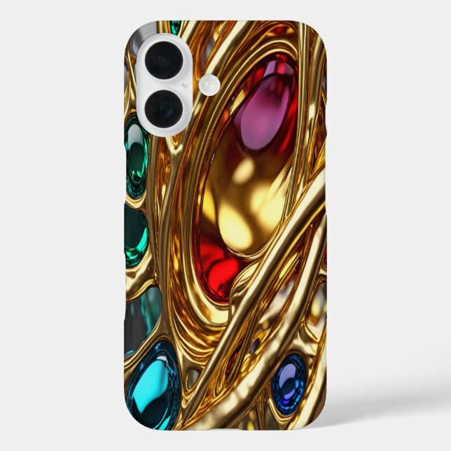Gold & Jewels #15 - iPhone 16 Cases (Back)