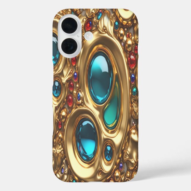 Gold & Jewels #3 - iPhone 16 Cases (Back)