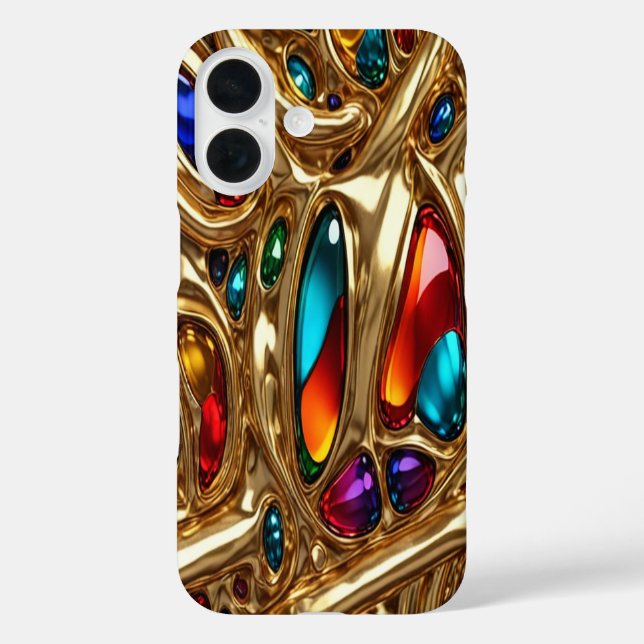 Gold & Jewels #9 - iPhone 16 Cases (Back)