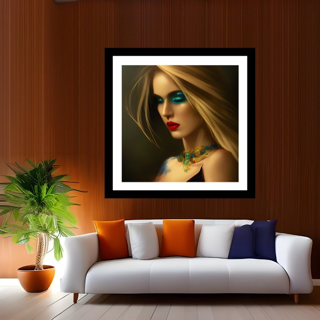 Gold Jewels bronze Blonde women blue dark fantasy  Poster (Creator Uploaded)