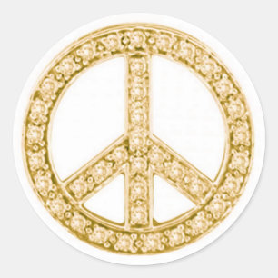 Gold Jewels Peace Sign Classic Round Sticker