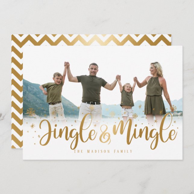 Gold Jingle and Mingle Holiday Card (Front/Back)