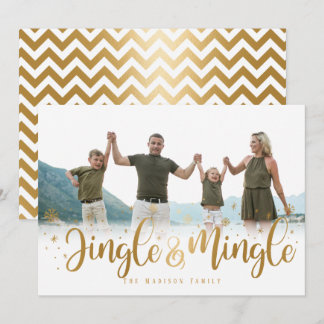 Gold Jingle and Mingle Holiday Card