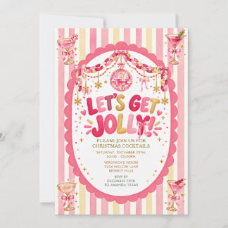 Gold Jingle & Mingle Christmas Santa Cocktail Invitation