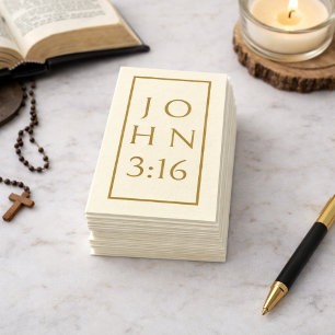 GOLD John 3:16 Gospel Tract Business Card