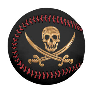 Gold Jolly Roger Baseball