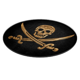 Gold Jolly Roger Cutting Board