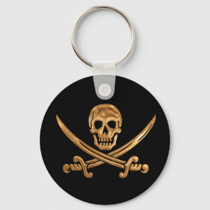 Gold Jolly Roger Key Ring