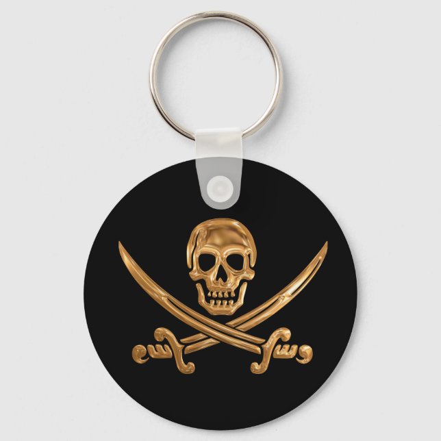 Gold Jolly Roger Key Ring (Front)