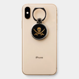Gold Jolly Roger Phone Ring Stand