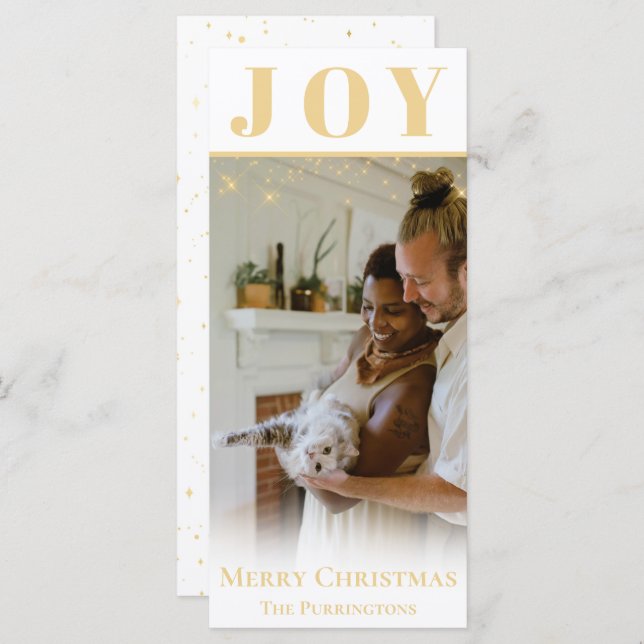 Gold Joy Christmas Holiday Season Flat Card (Front/Back)