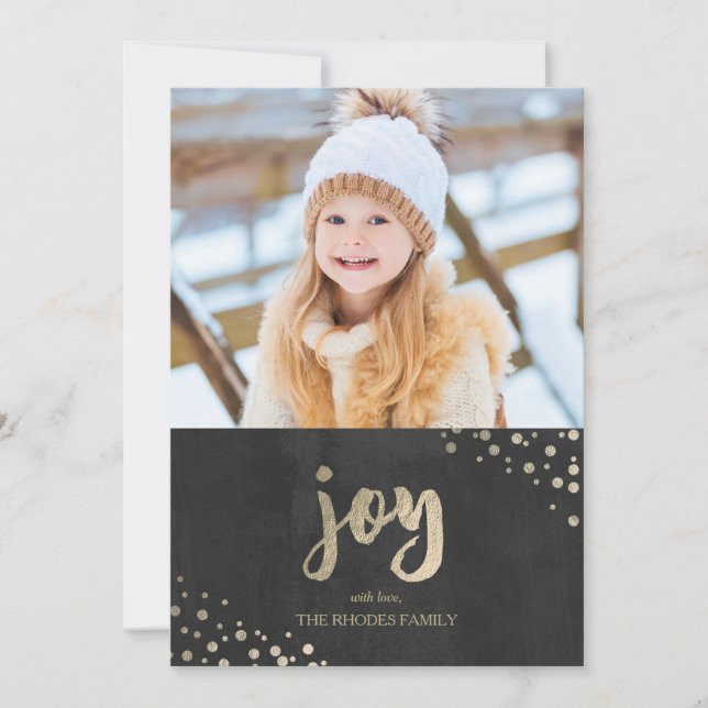 Gold Joy Holiday Photo Card (Front)