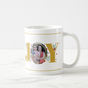 Gold Joy with berries Christmas photo Coffee Mug