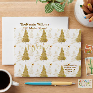 Gold JOYFUL on Red ChristmasHoliday Party  Envelope