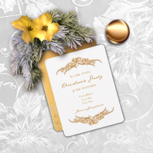 Gold Joyful Poinsettia Christmas Invitation Card