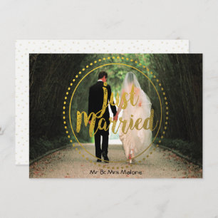 Gold Just Married Photo   Post Wedding Brunch Invitation