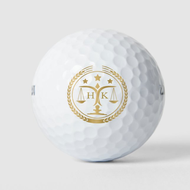 Gold Justice Logo Monogram Golf Balls (Front)