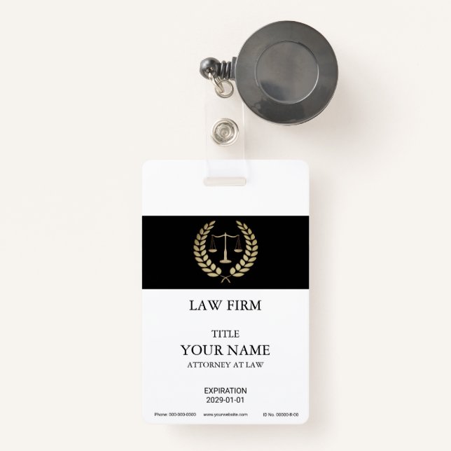 Gold Justice Scale Badge ID Badge (Front with Retractable)