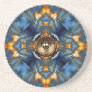 Gold kaleidoscope music speaker coaster