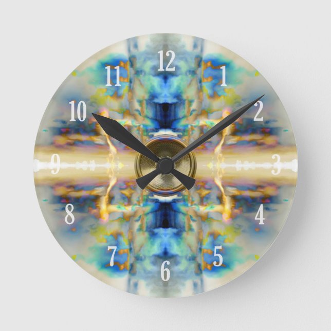 Gold kaleidoscope music speaker round clock (Front)