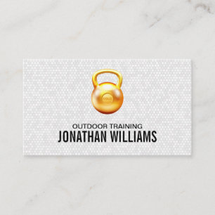 Gold Kettle Bell Logo Fitness Business Card