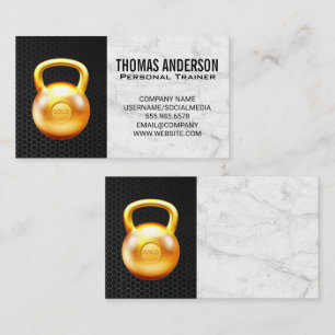 Gold Kettle Bell Marble Carbon Fibre Business Card