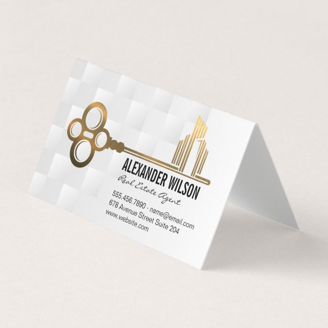 Gold Key City Logo | Real Estate Property Business Card (Front)