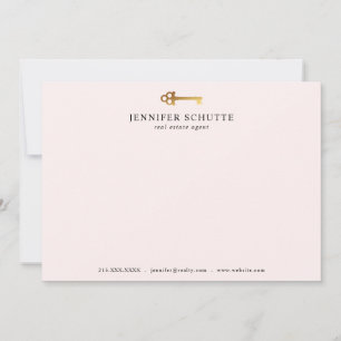 Gold Key Personalised Realtor Blush Stationery Card