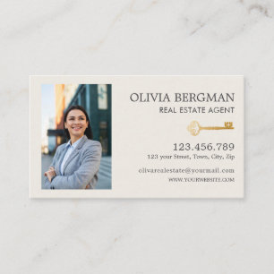 Gold Key Professional Real Estate Vertical Photo Business Card