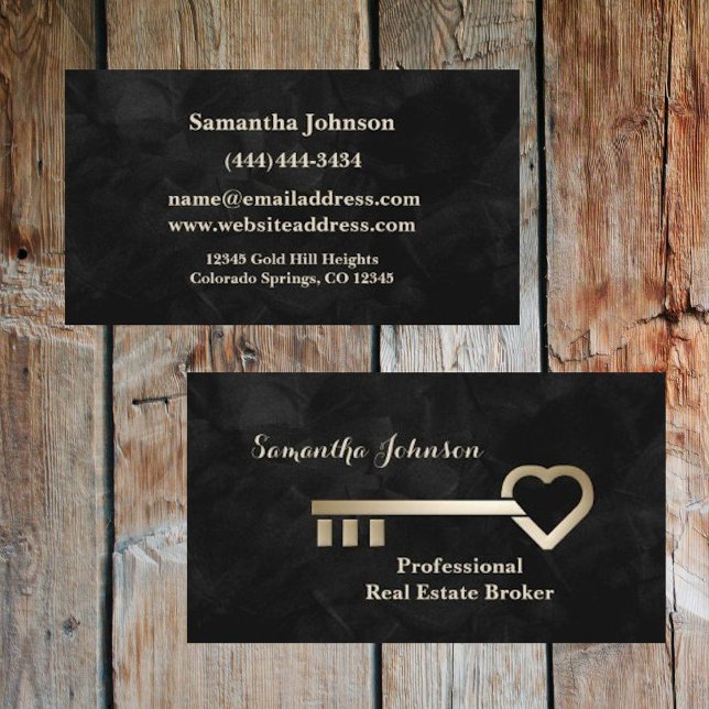 Gold Key Velvet Black Real Estate Business Card (Creator Uploaded)