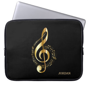 Gold Keyboard And Treble Clef Laptop Sleeve