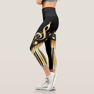Gold Keyboard Capri Leggings