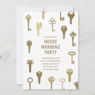 Gold Keys Housewarming Party Invitation