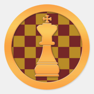 Gold King Chess Piece Classic Round Sticker