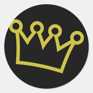 gold king crown deluxe classic round sticker