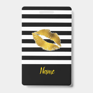 Gold Kiss Luggage Tag / Badge ID Badge