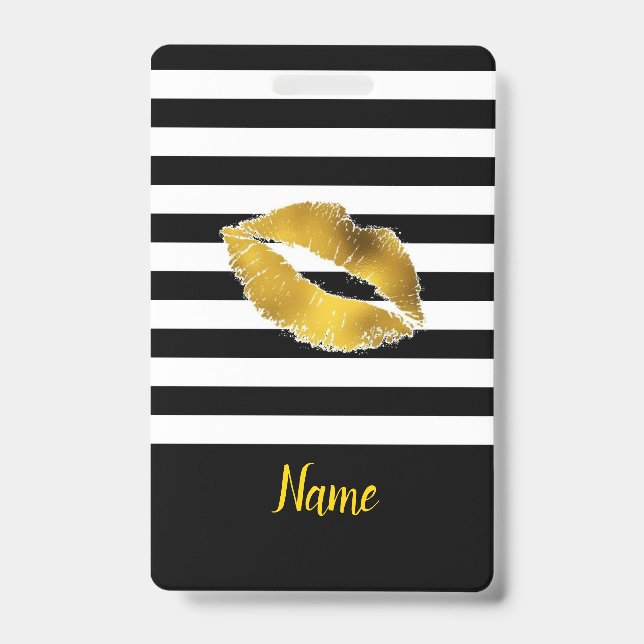 Gold Kiss Luggage Tag / Badge ID Badge (Front)