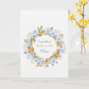 Gold-Kissed Blue Rose Bridal Card