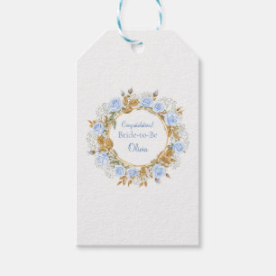 Gold-Kissed Blue Rose Bridal Gift Tags
