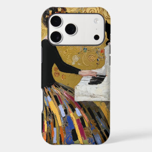 Gold Klimt Piano Lady with Black Cat