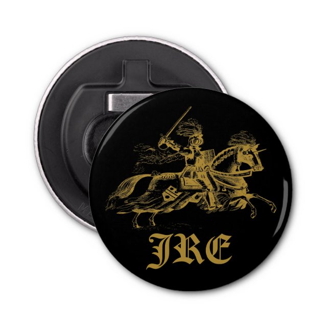 Gold Knight Monogrammed Initials Bottle Opener (Front)