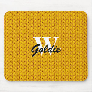 Gold Knitted Texture Mouse Pad with Monogram