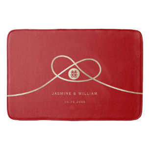 Gold Knot Union Double Happiness Chinese Wedding Bath Mat